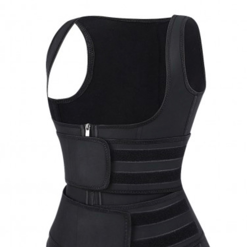 Latex Vest Zip Up Waist Trainer w/ Two Straps